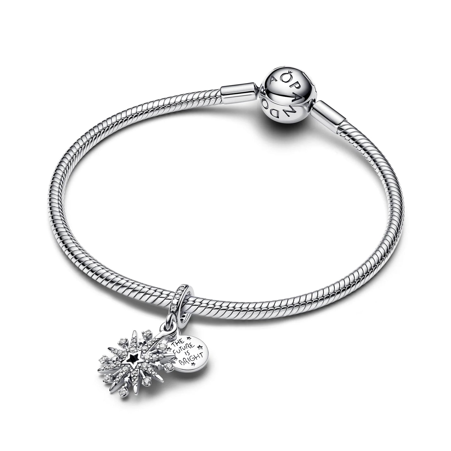 Firework Sterling Silver Double Dangle With Clear Cubic Zirconia