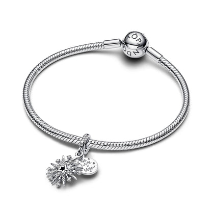 Firework Sterling Silver Double Dangle With Clear Cubic Zirconia