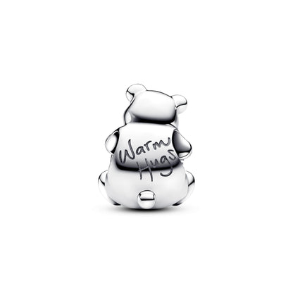 Polar Bear Sterling Silver Charm With White Lab-Created Opal And Black Enamel