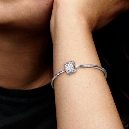 Sterling Silver Charm With Clear Cubic Zirconia