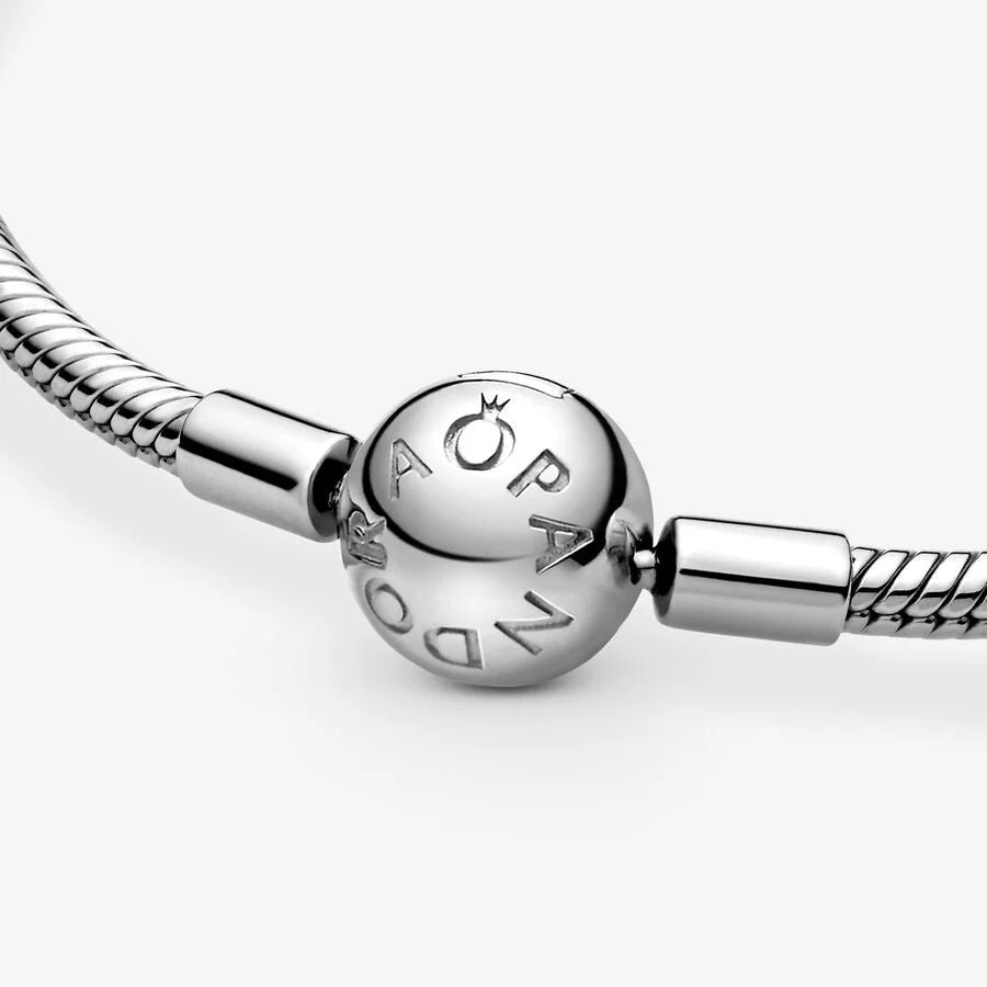 Snake chain silver bracelet with round clasp