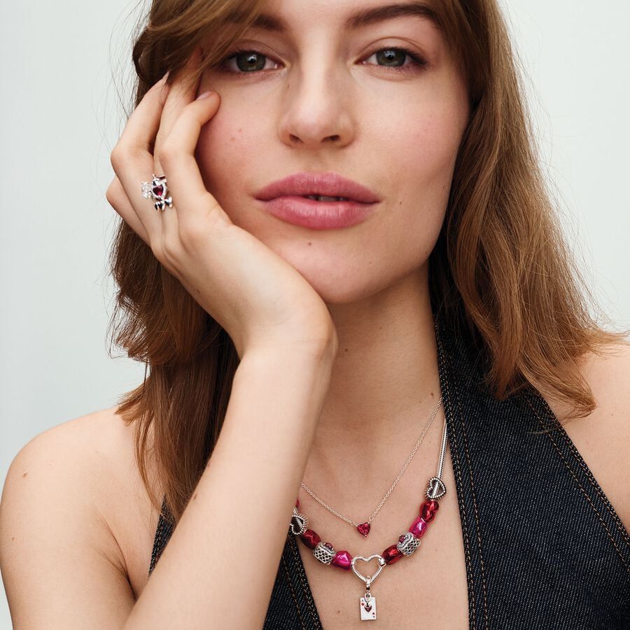 Sparkling Heart Halo Pendant Collier Necklace