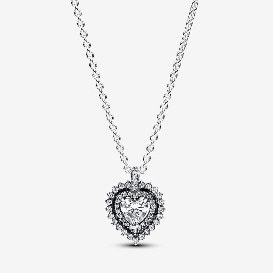 Sparkling Heart Halo Pendant Necklace
Sterling silver