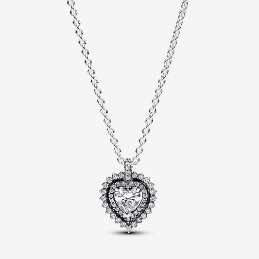 Sparkling Heart Halo Pendant Necklace
Sterling silver